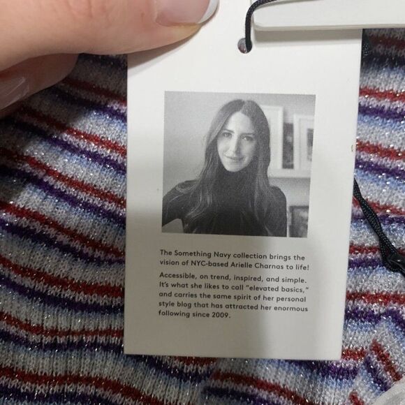 something navy new nordstrom red white blue striped short sleeve sweater small - Picture 7 of 8